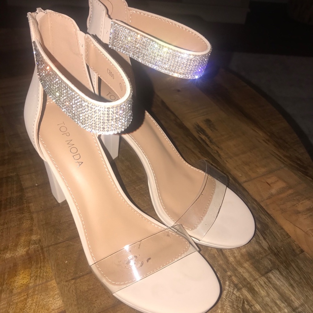 Top Moda embellished block heel